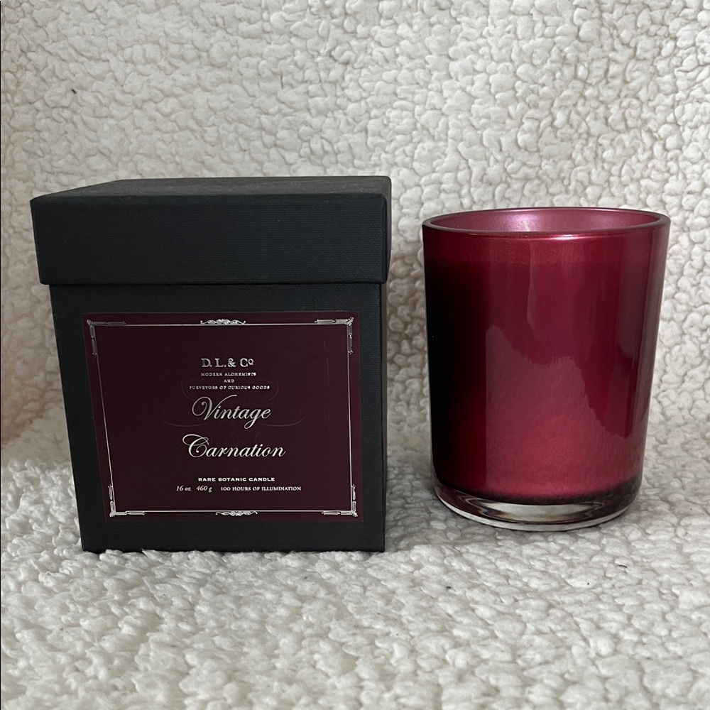 D.L. & Co Vintage Carnation Scented Candle - Rich Burgundy - 16 oz, 2 wick